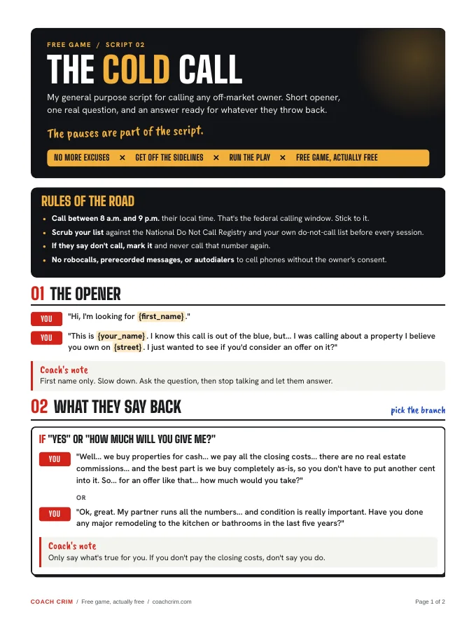 First page of The Cold Call